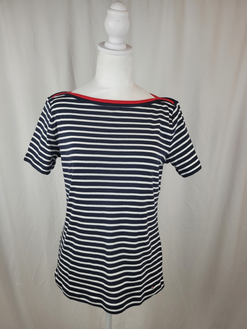 NWT Tommy Hilfiger Striped Short Sleeve Boatneck Tee Medium M